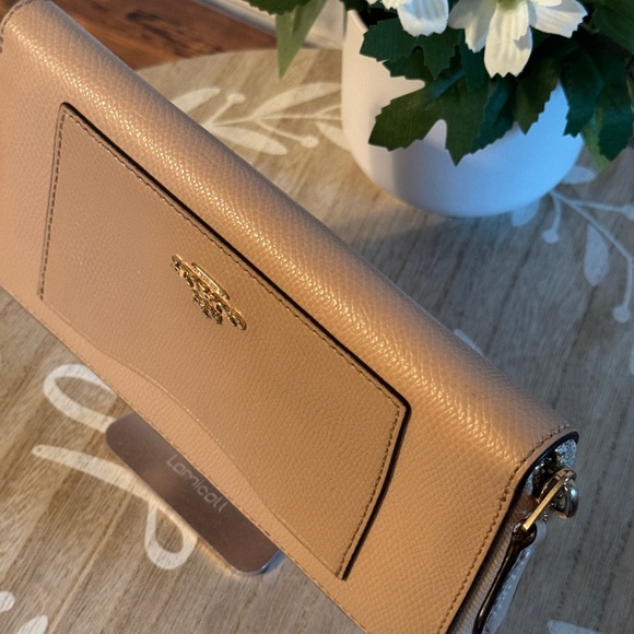 Coach Crossgrain Leather Accordion Zip Around Wallet - Light Saddle - Picture 3 of 4